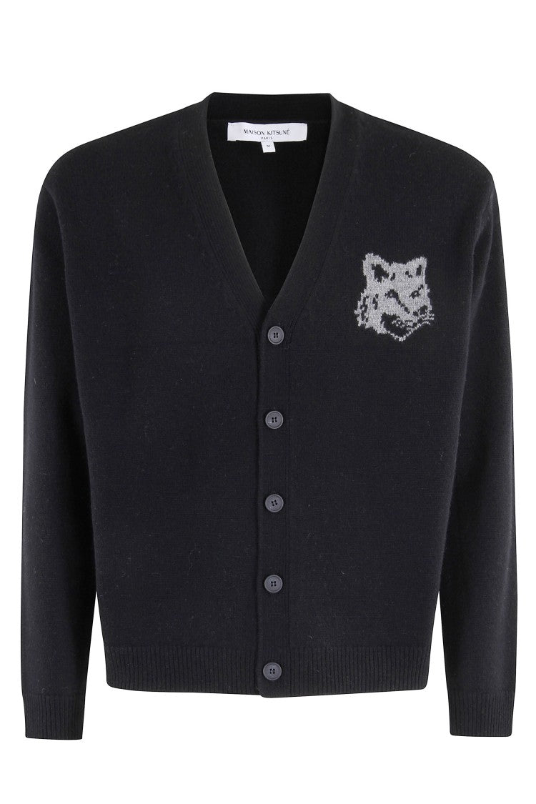 Maison Kitsuné Fox Head Intarsia Merino Cardigan