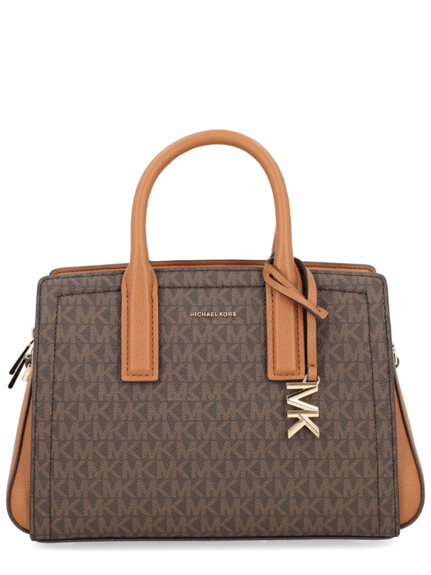 Michael Michael Kors Structured Monogram Canvas Handbag With Leather Accents
