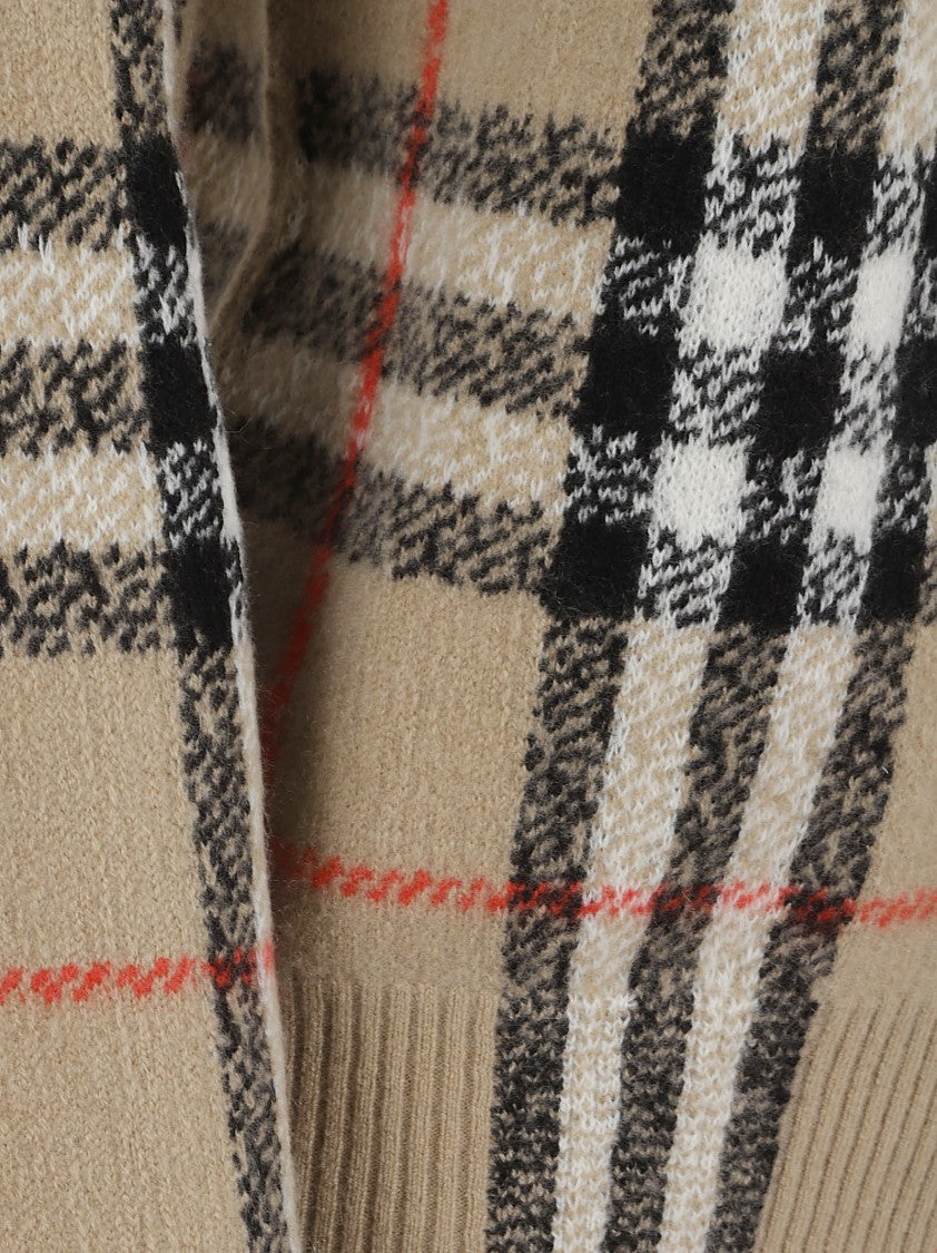 Burberry Cashmere-Wool Blend Sweater With Classic Check Pattern