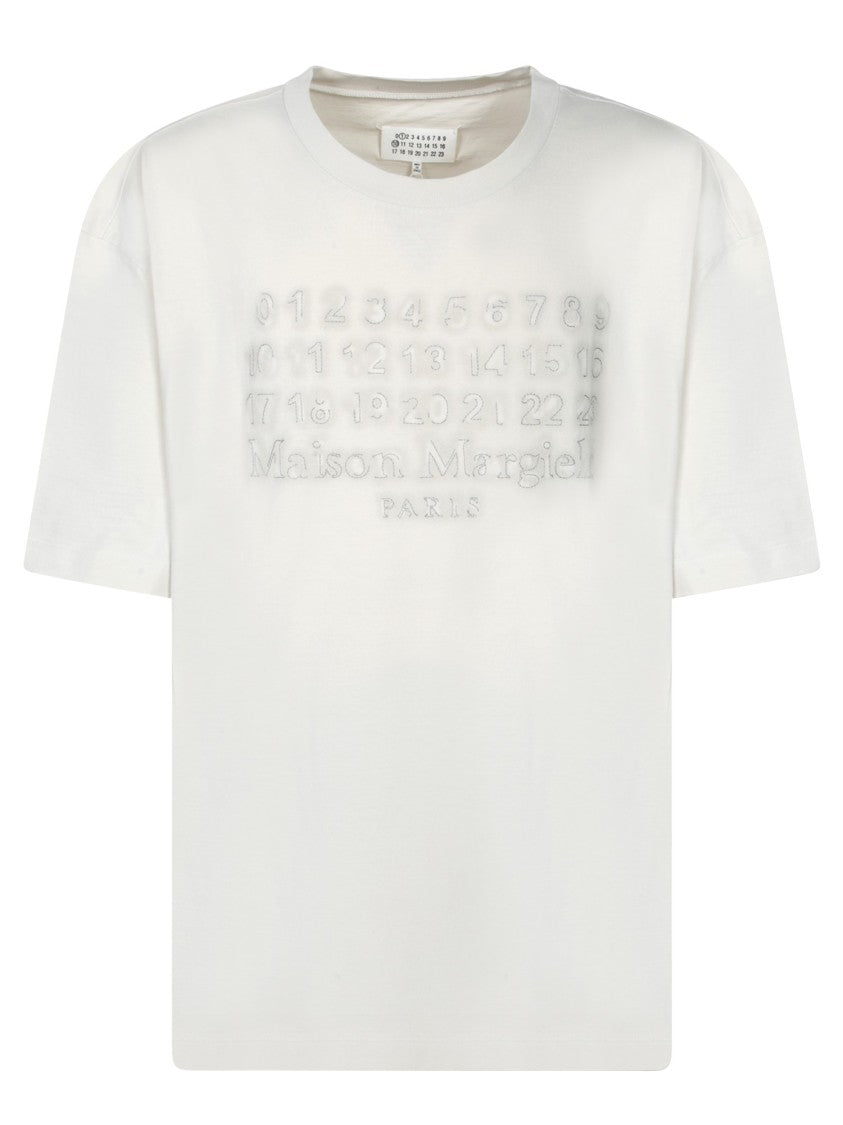 Maison Margiela White Crew Neck T-Shirt With Tonal Numeric Detail