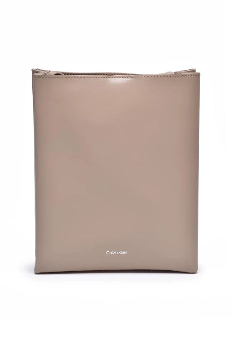 Calvin Klein Leather Crossbody Bag Beige