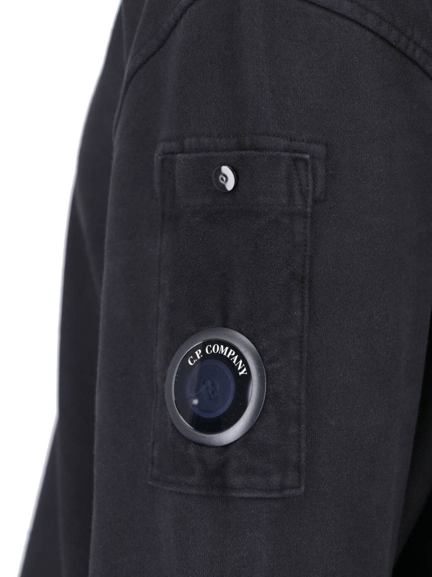C.P. Company Black Cotton Logo Zip-Through Knit