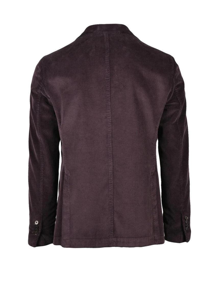 L.B.M. 1911 Velvet Double-Breasted Jacket With Structured Lapel In Rich Purple