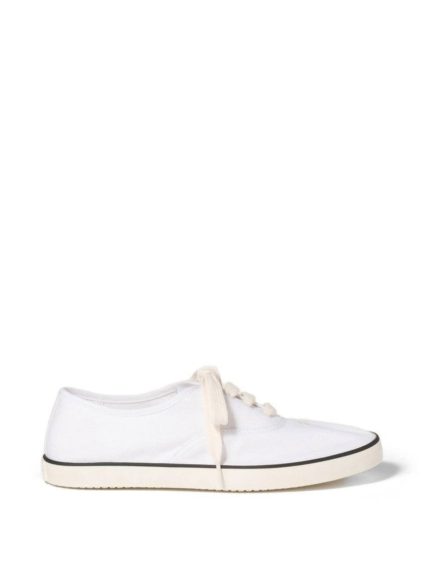 Miu Miu White Minimalist Low-Top Smooth Canvas Sneakers