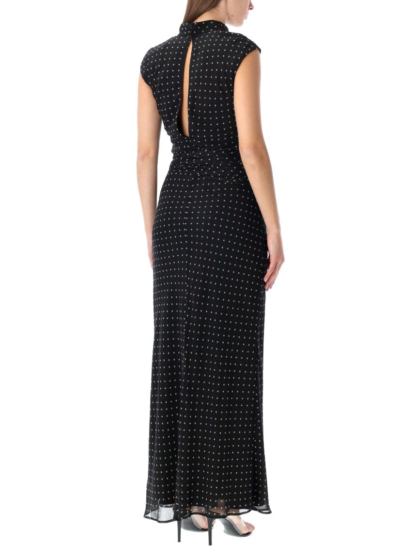 Rotate Micro Floral Print Long Dress