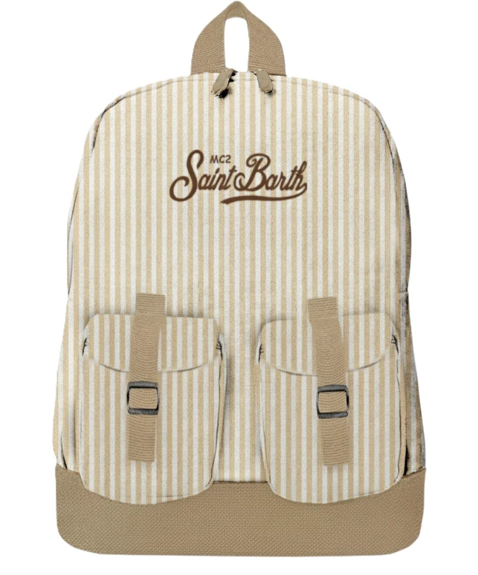 Mc2 Saint Barth Vertical Striped Backpack With Front Flap Pockets