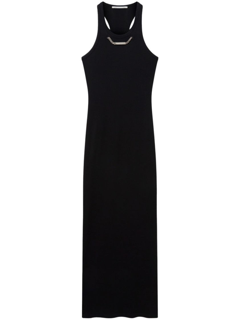 Stella Mccartney Racerback Maxi Dress With Side Slit And Chain Detail