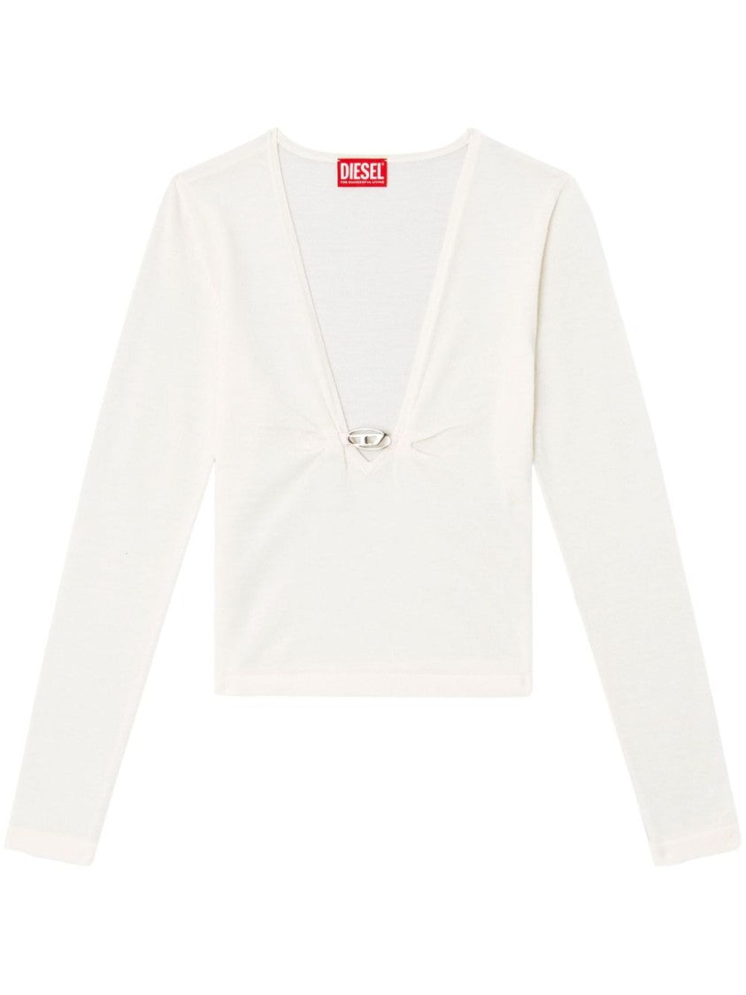 Diesel Long-Sleeved Top With Deep V-Neckline And Knot Detail