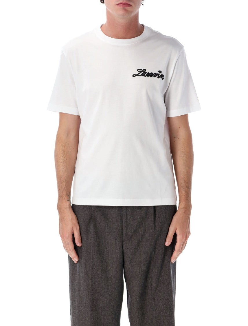 Lanvin White Short-Sleeve Embroidered Logo Cotton T-Shirt