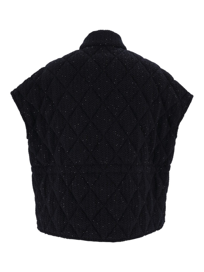 Fabiana Filippi Night Blue Sequined Quilted Cape