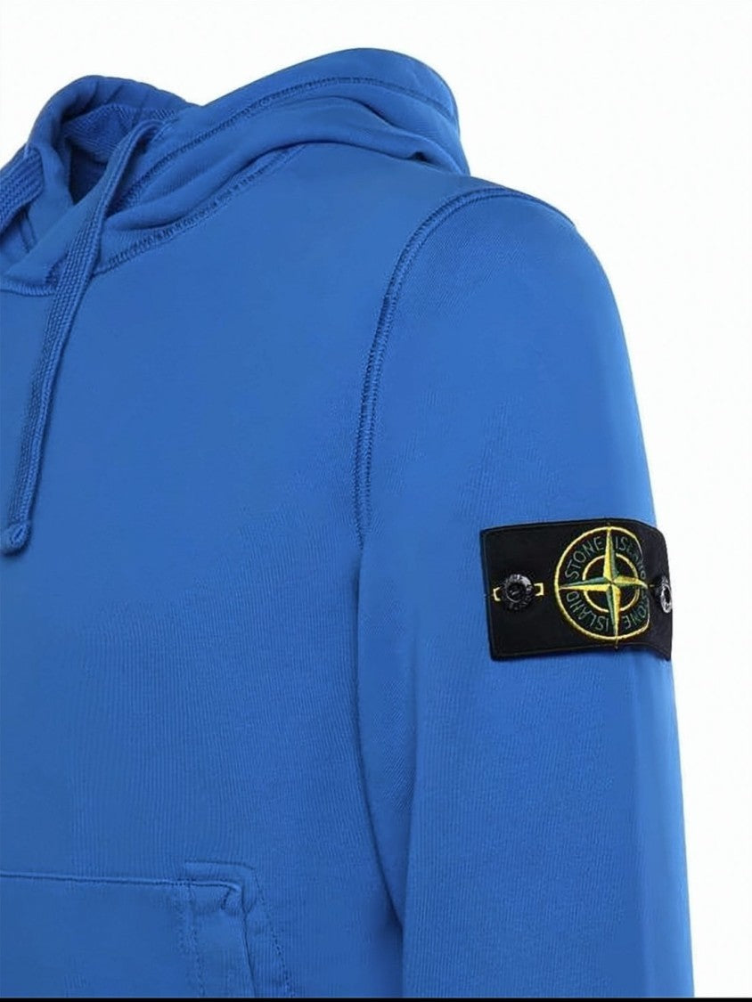 Stone Island Dynamic Blue Cotton Hoodie