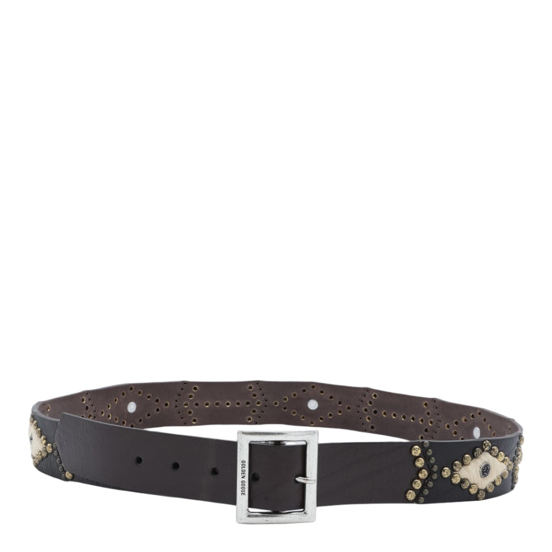 Golden Goose Textured Leather Belt With Metallic Studs
