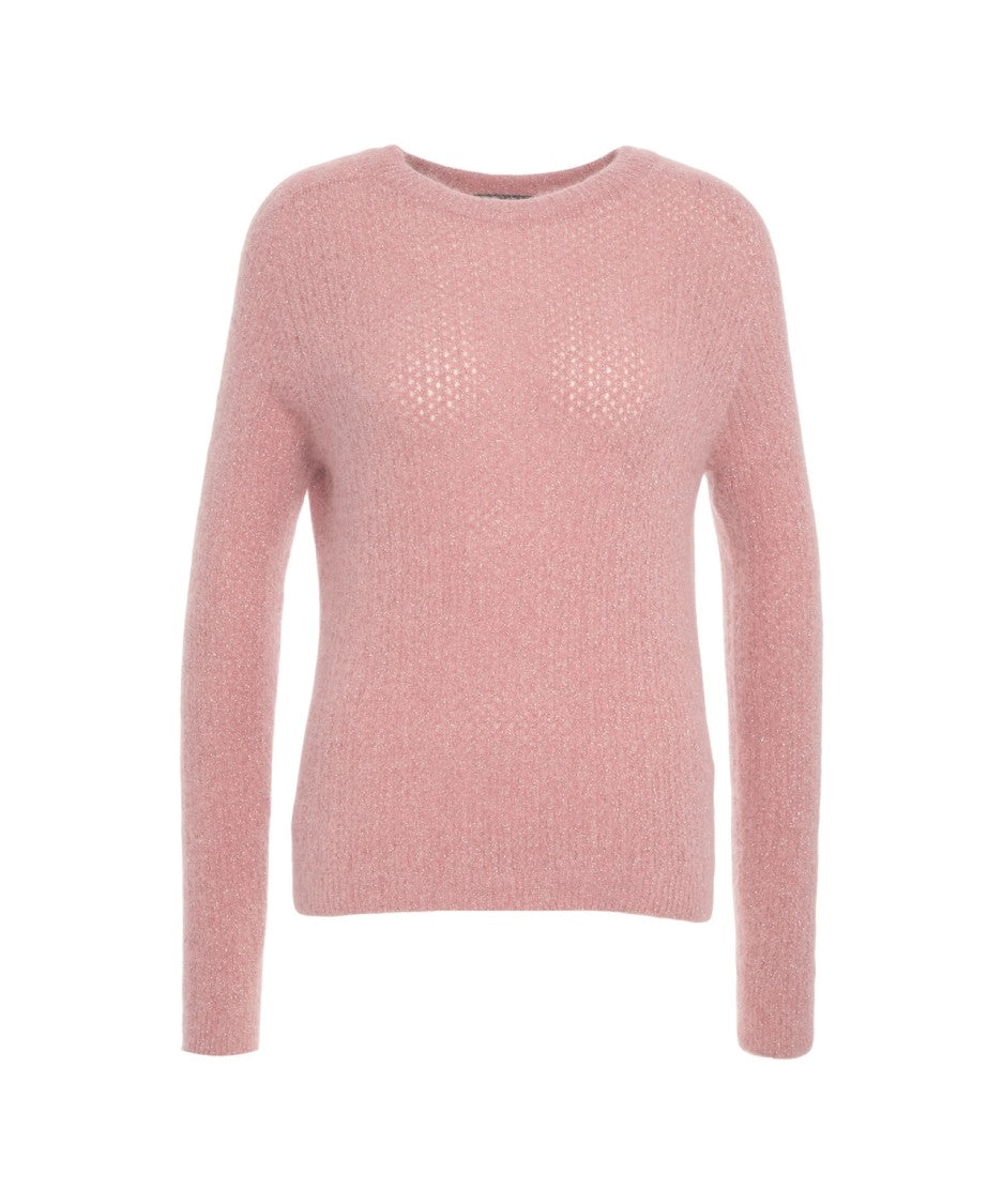 Liu Jo Ribbed Knit Sweater With Semi-Transparent Detail
