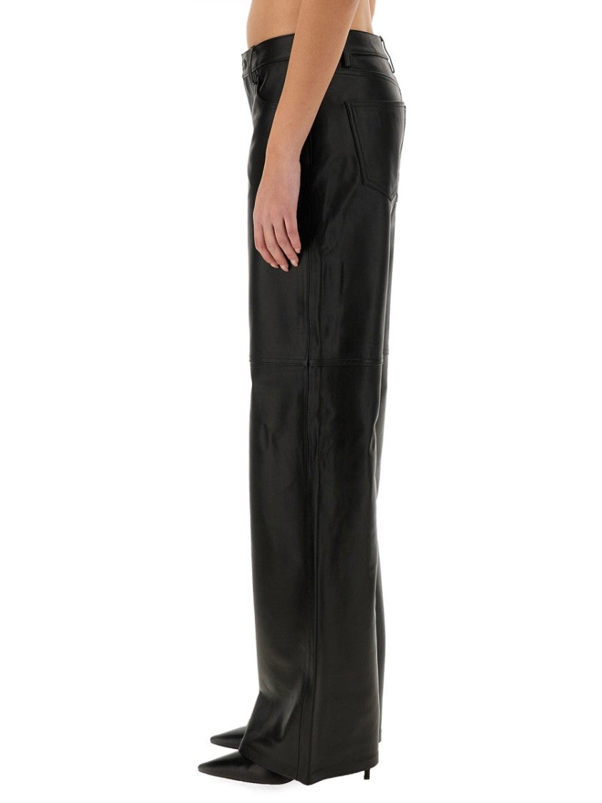 Michael Michael Kors Wide-Leg Black Lamb Leather Pants