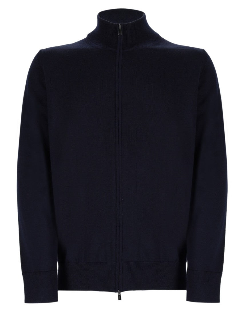 Boss H-Balonso Full-Zip Virgin Wool Ribbed Cardigan