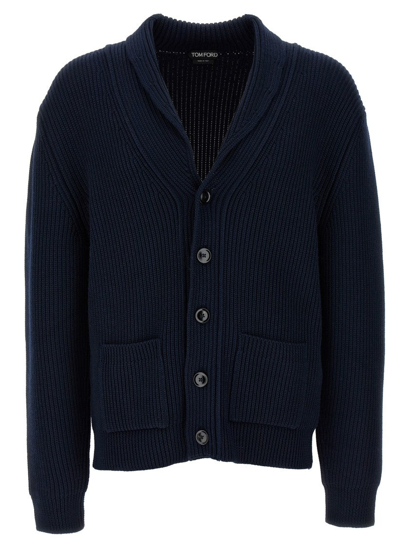 Tom Ford Textured Ribbed Silk And Wool Blend Cardigan