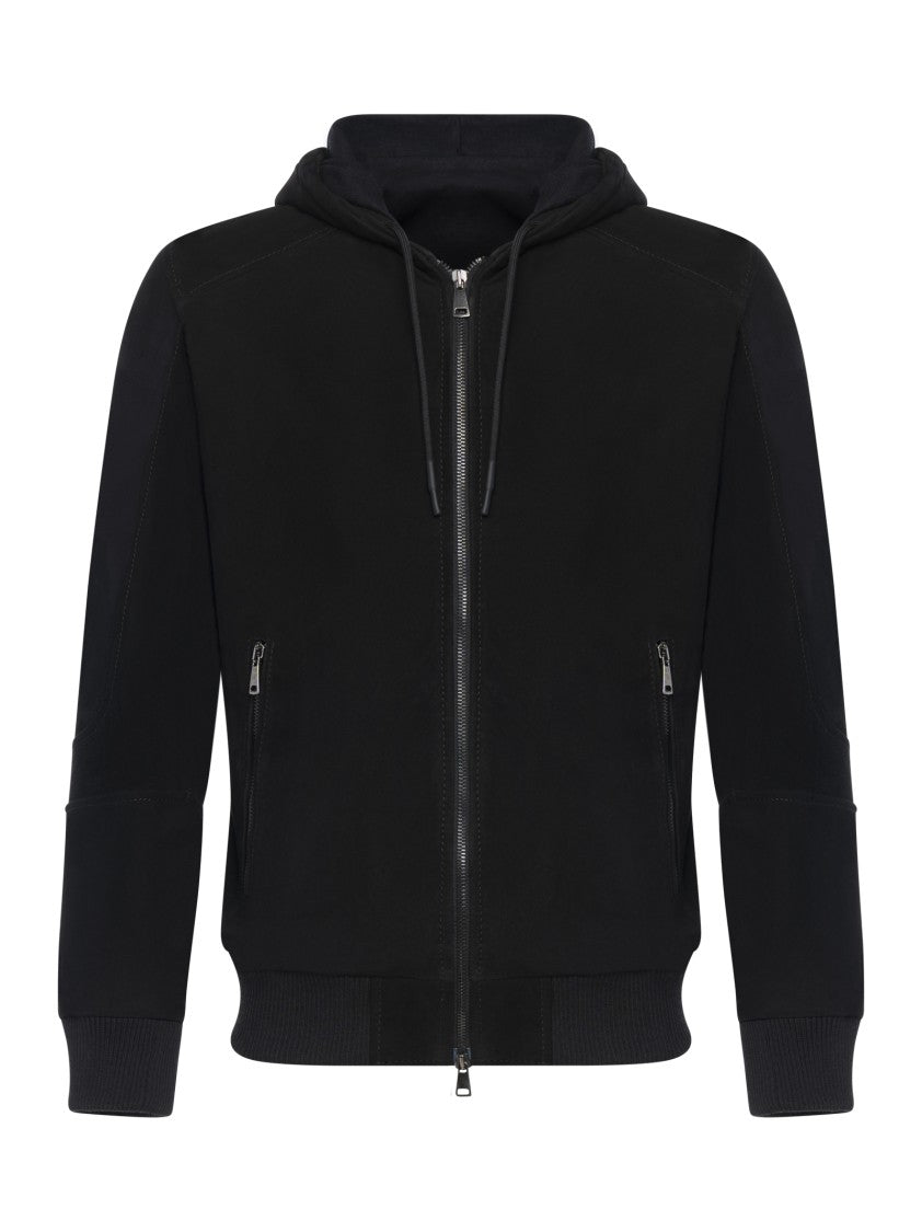 Franzese Collection Hooded Jacket In Water-Repellent Suede Lambskin