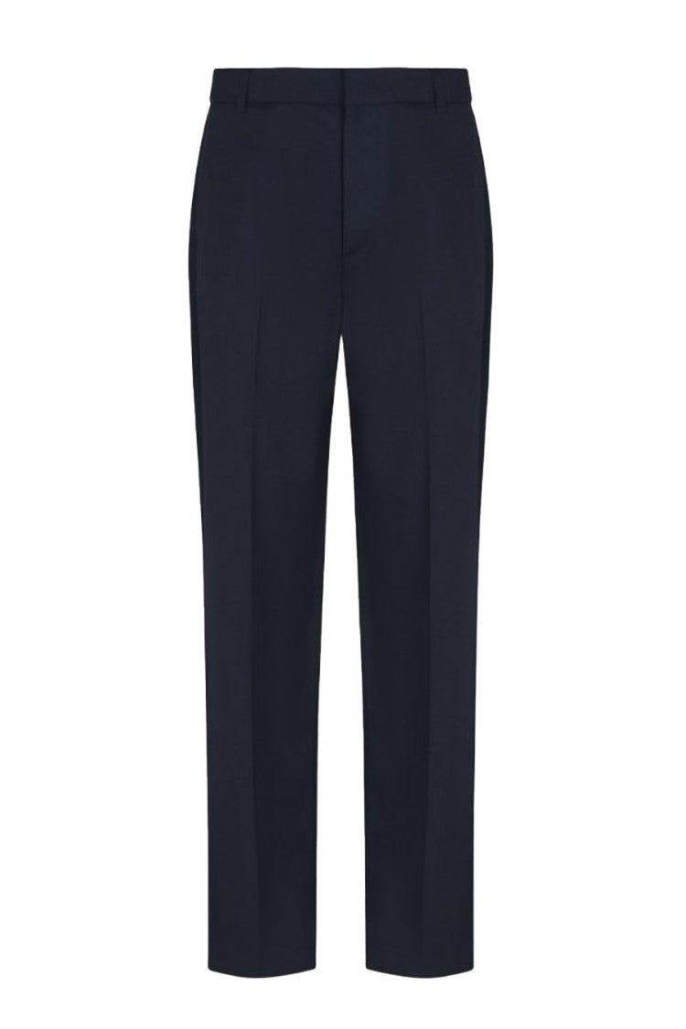 Emporio Armani Navy Flat-Front Virgin Wool Straight-Leg Pants