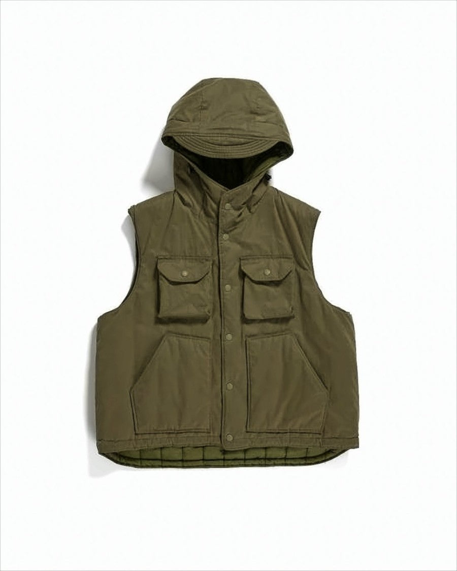 Engineered Garments Hooded Sleeveless Utility Vest With Snap Closure