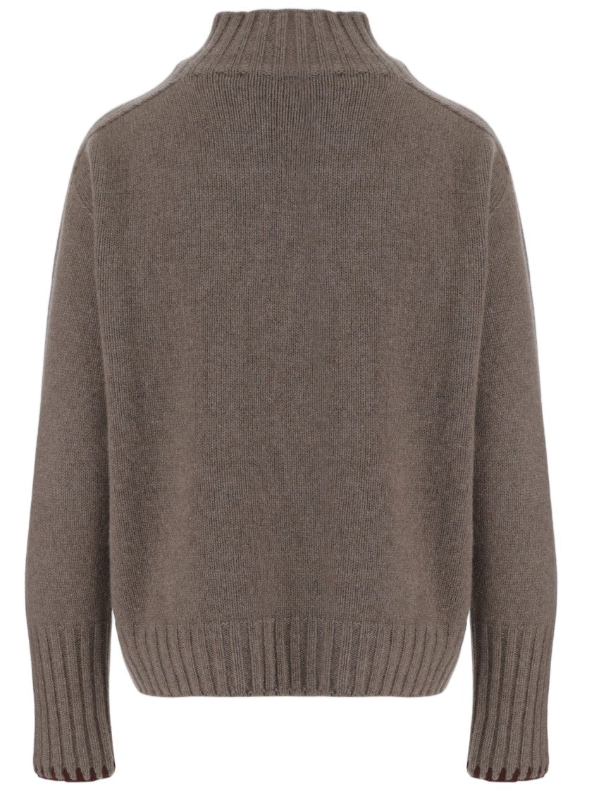 Oliver Lattughi High Neck Cashmere Sweater With Ribbed Details