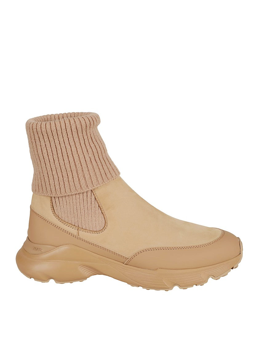 Tod's Beige Slip-On Boots With Elasticated Panels