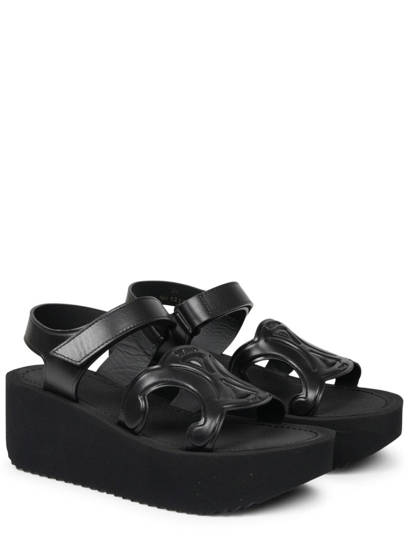 Celine Sunny Platform Cut-Out Calf Leather Sandals