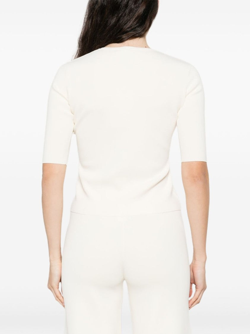 Max Mara Ivory Short Sleeves Knit Sweater