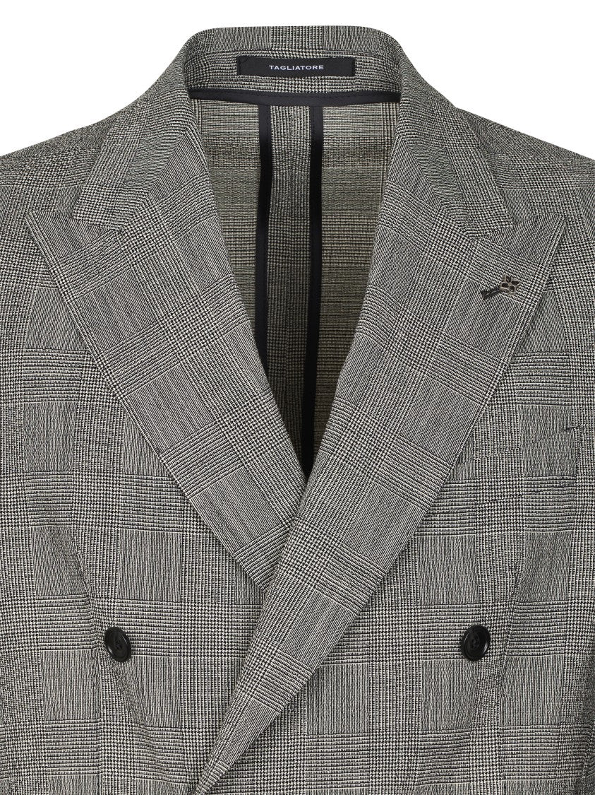 Tagliatore Double-Breasted Blazer With Prince Of Wales Check Pattern