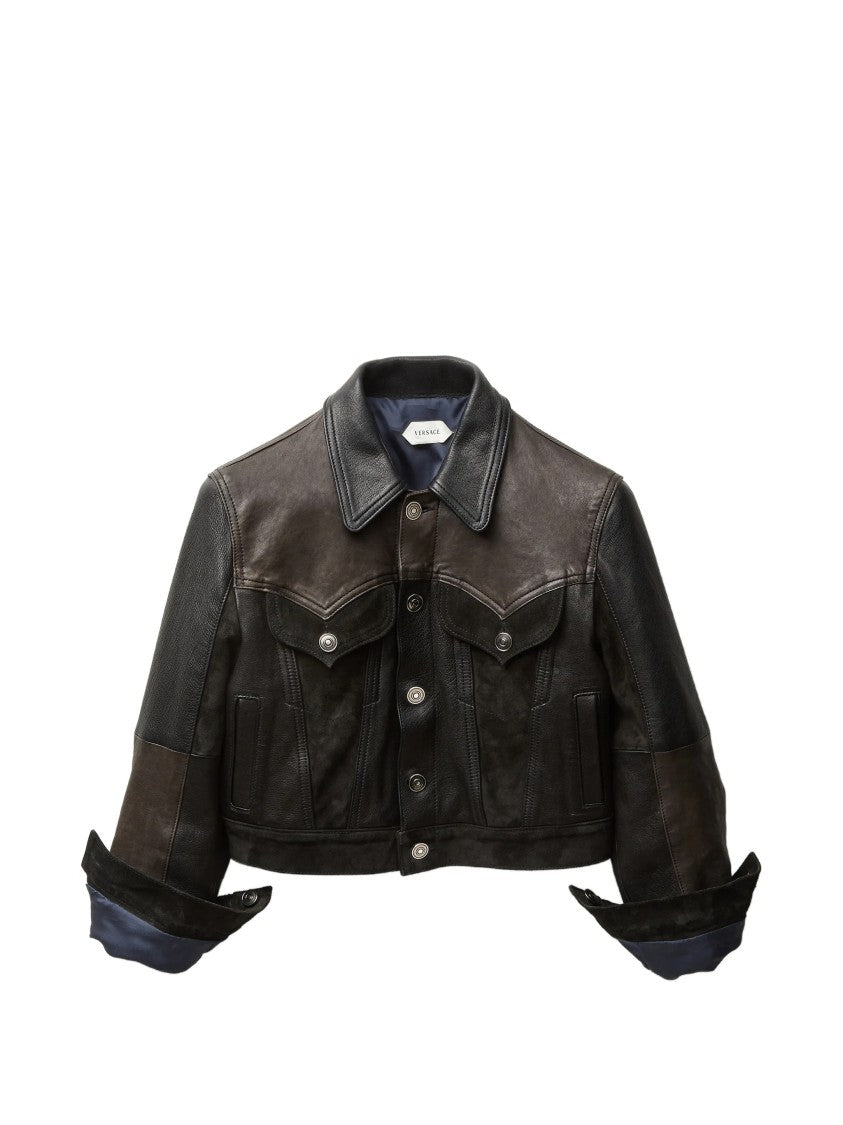 Versace Dark Brown Patchwork Unit Mix Jacket