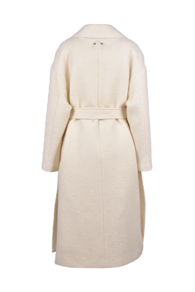 Patrizia Pepe Long Coat Lana Mohair Virgin - White
