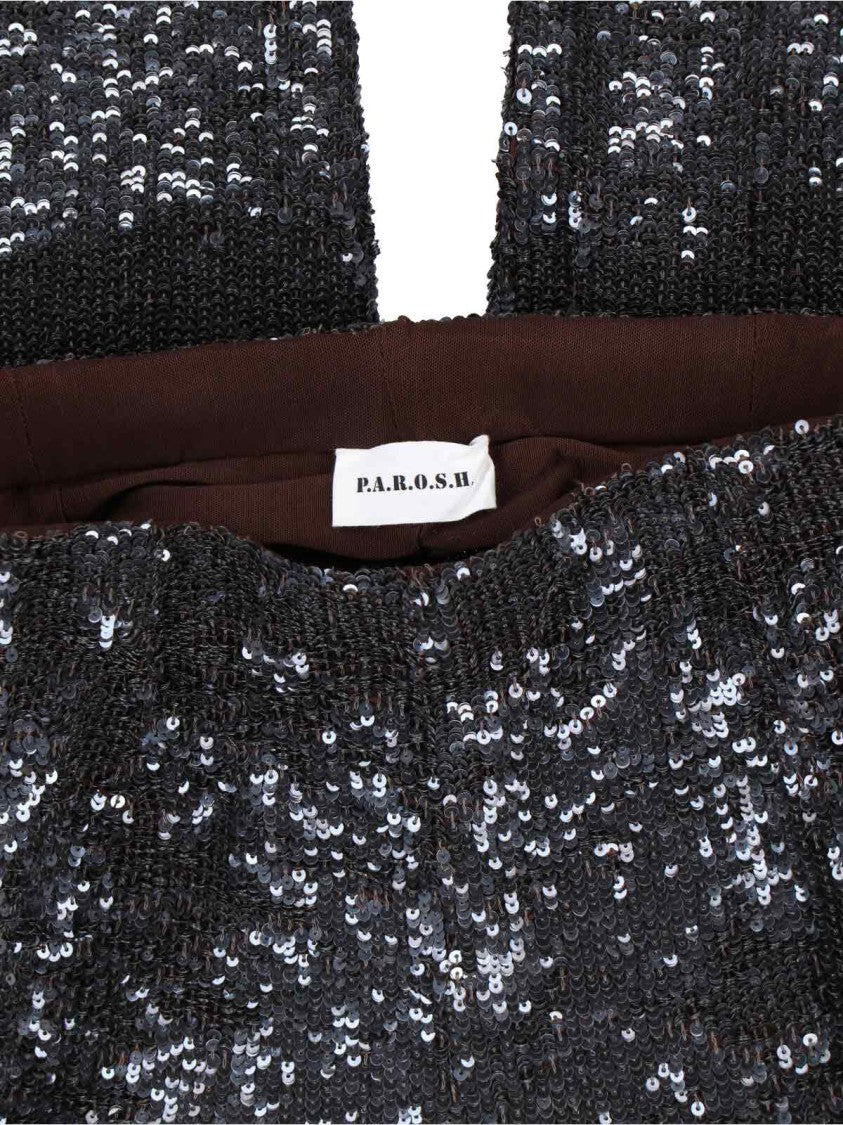 Parosh Straight-Leg Trousers With Sequined Surface