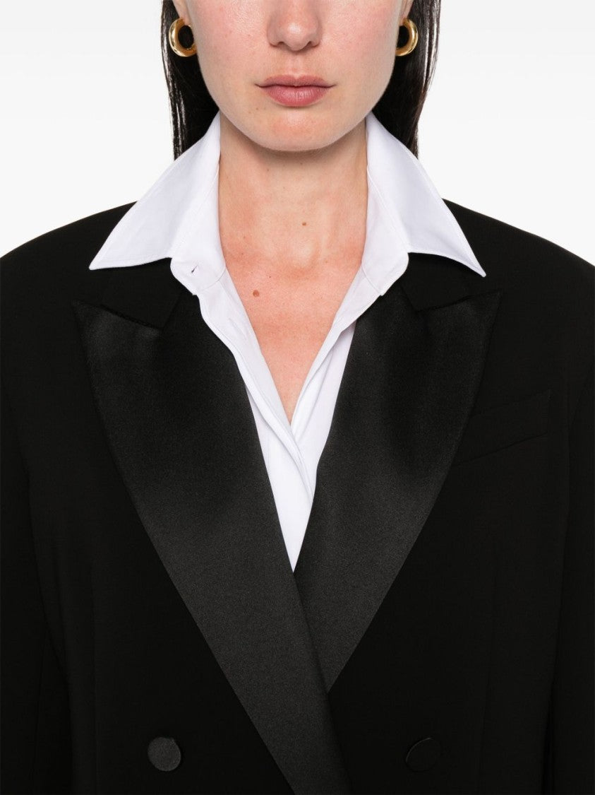 Max Mara Tailored Black Double-Breasted Gabarra Blazer With Satin Lapel