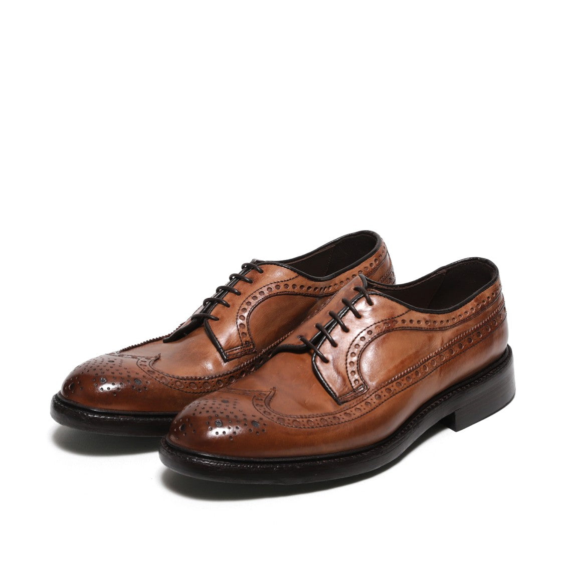 Green George Leather Derby Shoe With Swallowtail Design