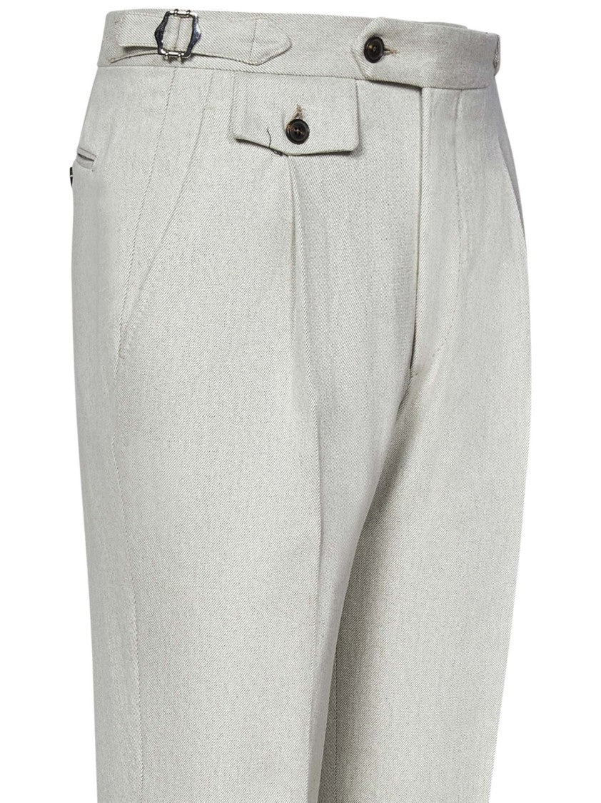 Franzese Collection Cream Australis Super 150S Merino Wool Trousers