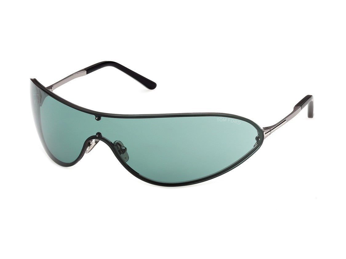 Tom Ford Green Ft1396 Metal Wraparound Shield Sunglasses