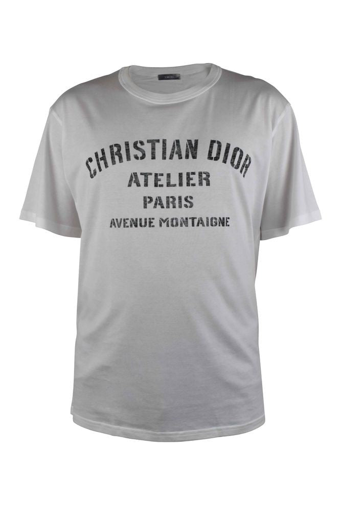 Dior White Cotton T-Shirt With Christian Atelier Print