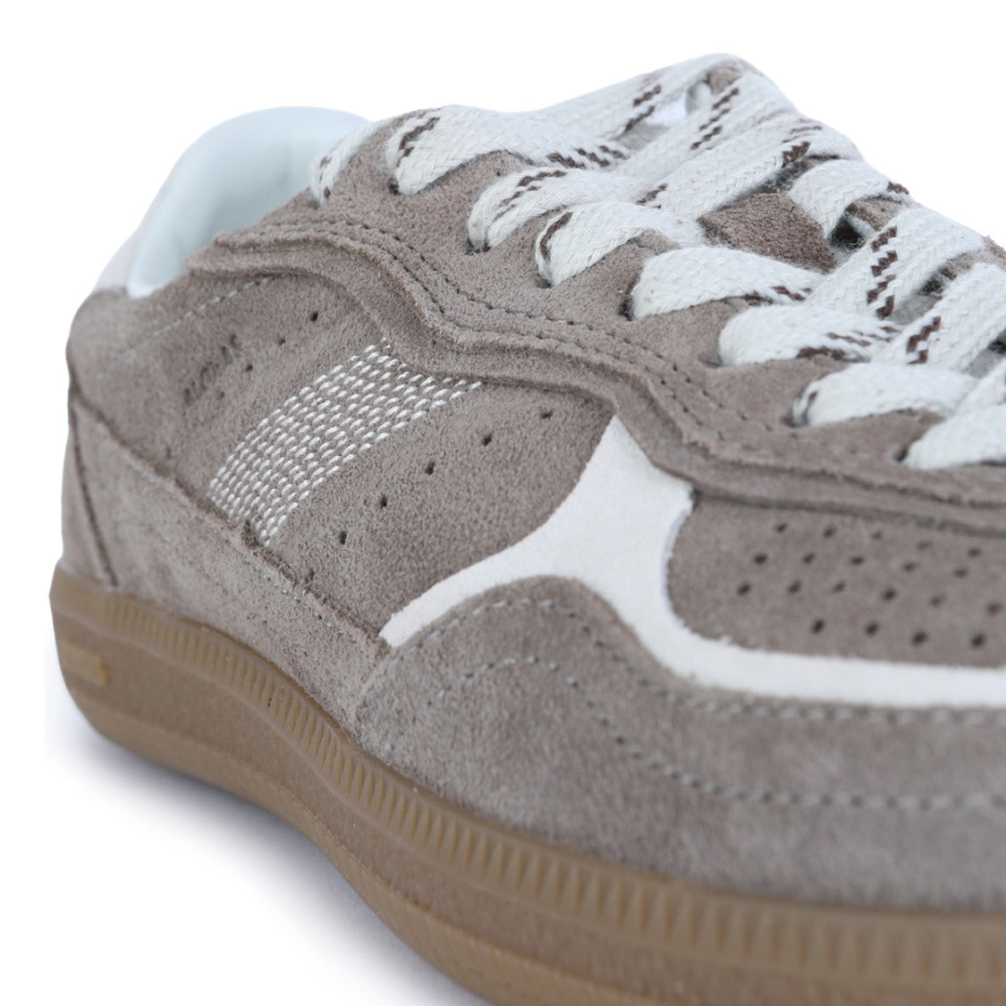 Alohas Taupe Suede Contrast Inserts Round Toe Sneakers