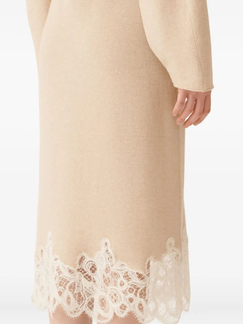 Fabiana Filippi Roll-Neck Lace-Trim Dress