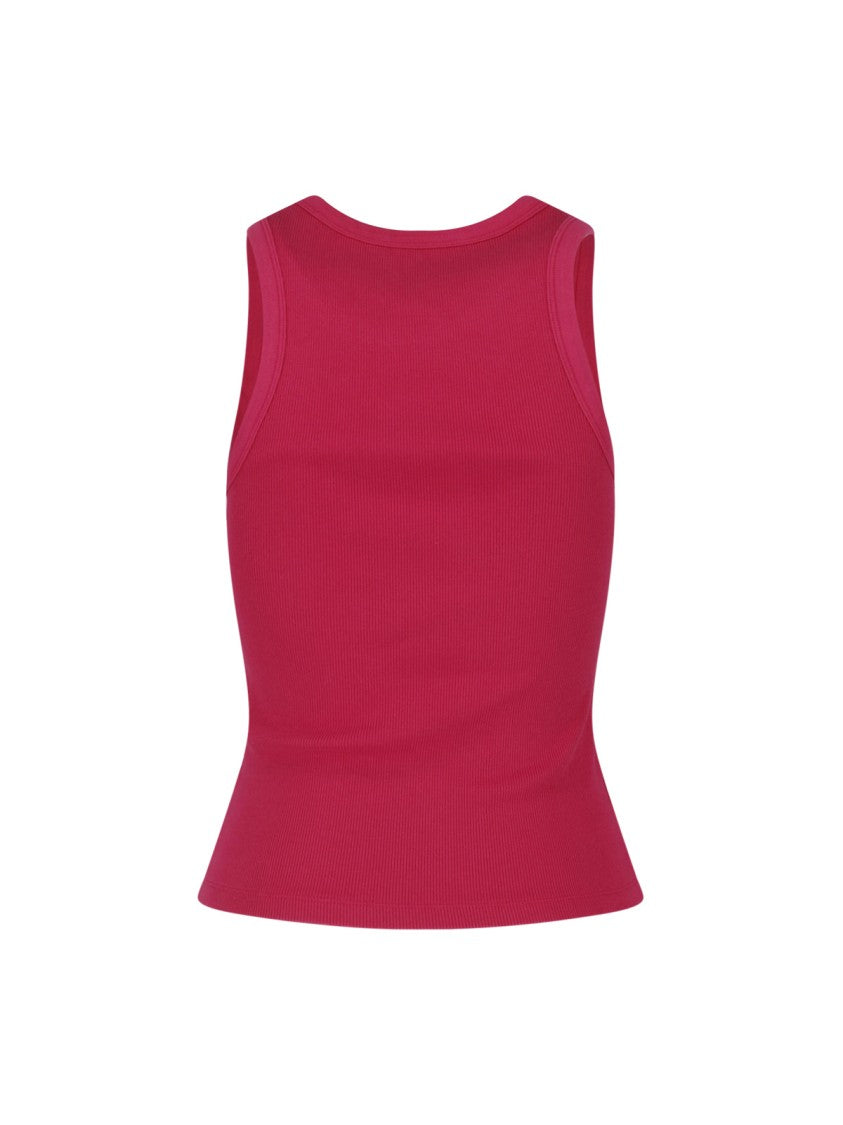 Givenchy Flared Hem Ribbed Tank Top With Logo Accent