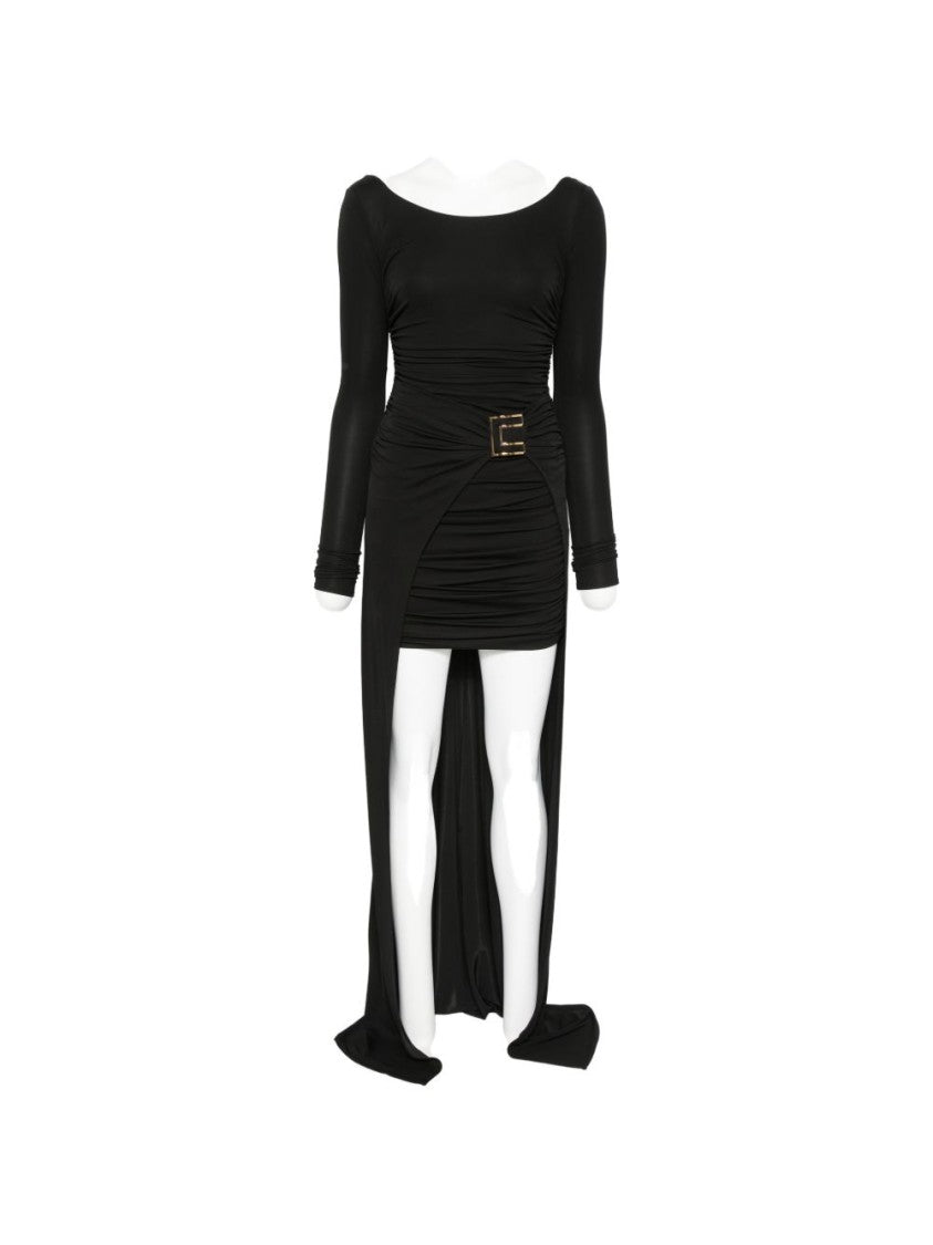 Elisabetta Franchi Asymmetrical Ruched Buckle Mini Dress