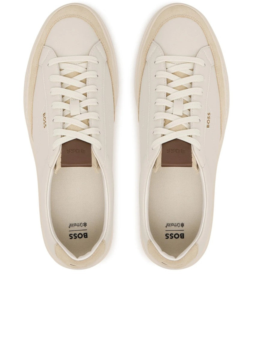 Hugo Boss Light Beige Smooth Leather Sneakers
