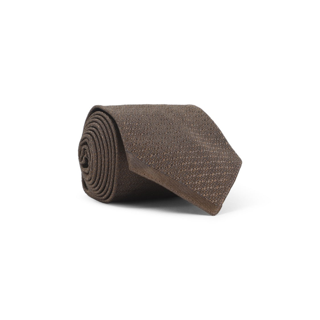 Maison Margiela Textured Silk Necktie In Muted Brown Tone