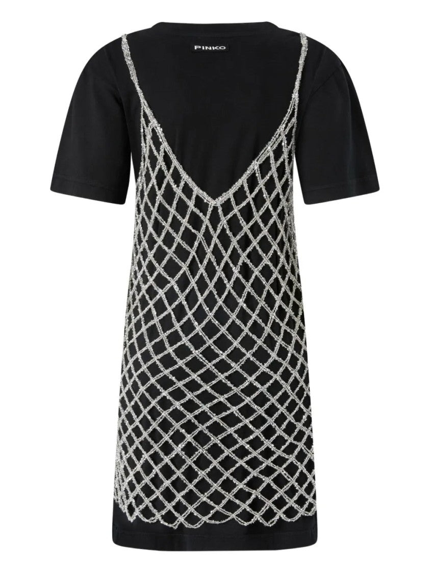 Pinko Casual Mini Dress With Netted Overlay