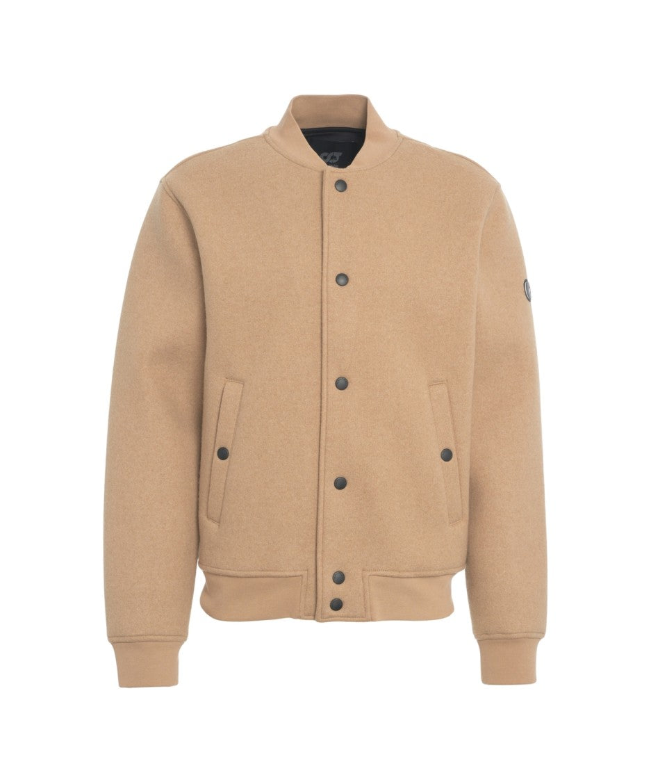 Alpha Tauri Beige Wool-Blend Bomber Jacket With Boxy Fit And Discreet Logo