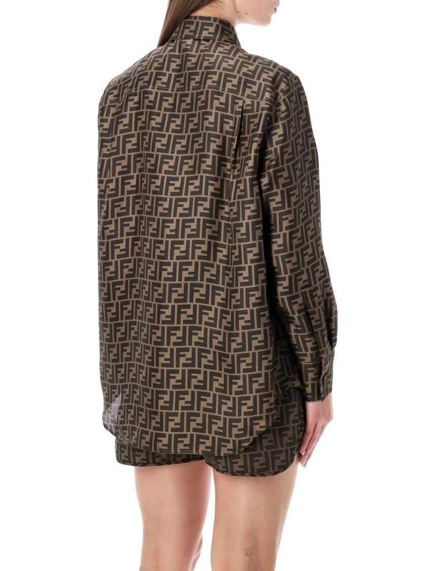 Fendi Silk Jacquard Oversized Shirt With Ff Motif
