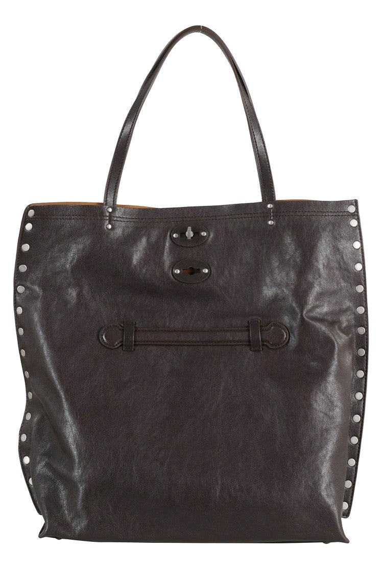 Zanellato Strolling Charcoal Brown Leather Tote