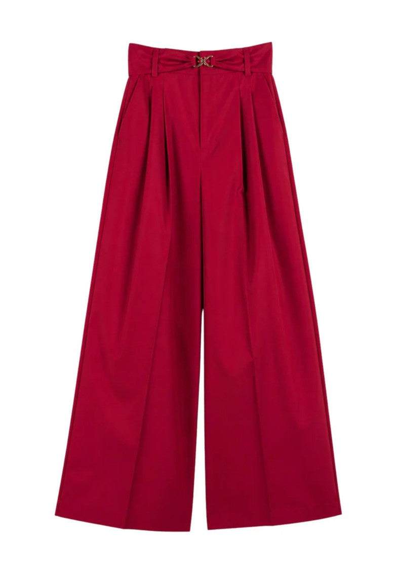 Twin-Set High-Waist Wide-Leg Pants With Pleated Front Detail