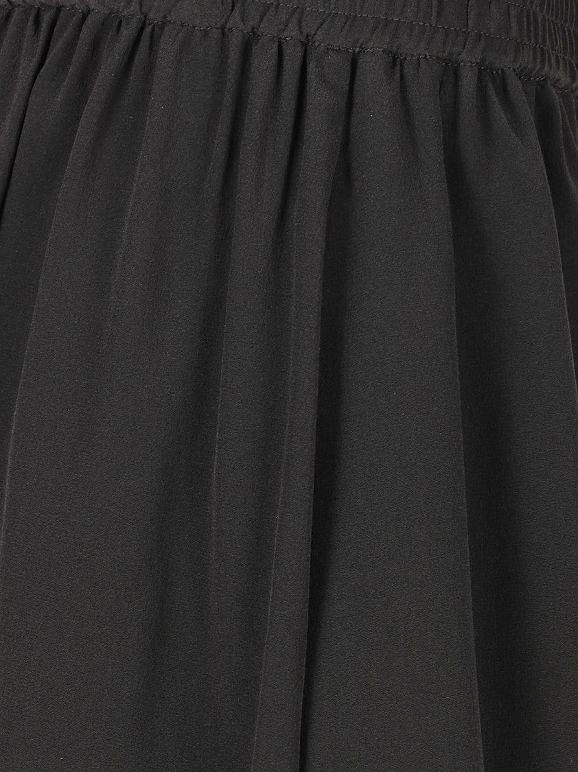 Chloé Loose Silk Trousers With Gathered Hem And Tied Ribbons