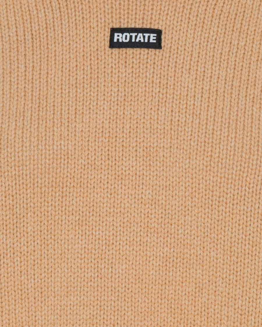 Rotate Round Neck Knit Sweater With Tonal Lace-Up Detail