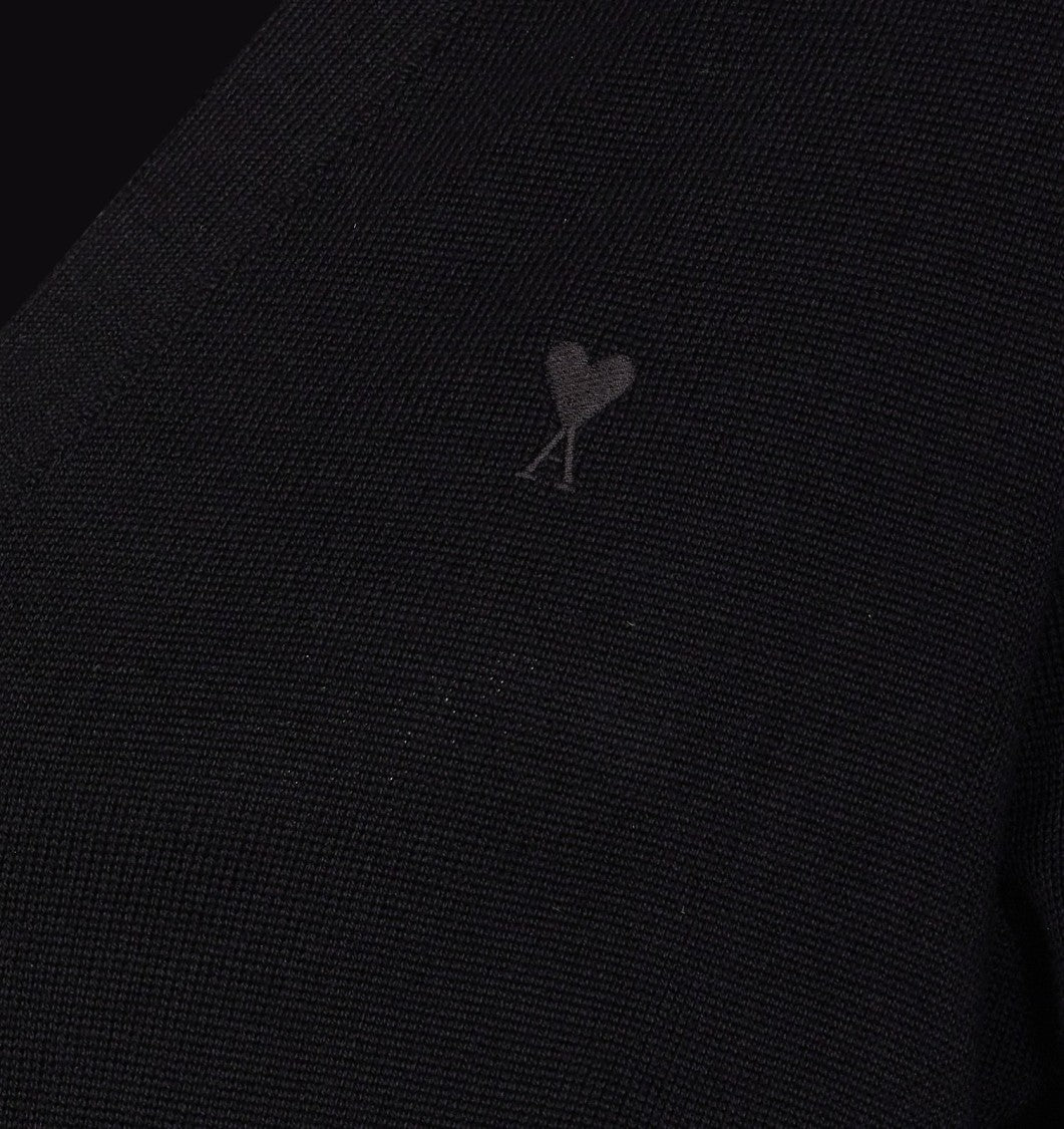 Ami Wool Cardigan With Horn Button Details